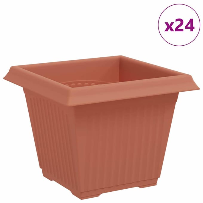 vidaXL - Vierkante - Bloempot - 24 - st - Baksteenrood - 33 - x - 33 - x - 26 - cm - Kunststof