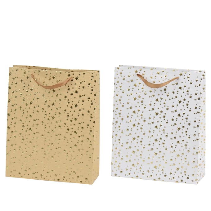 Giftbag papier gold embossed stars 2ass fsc mix