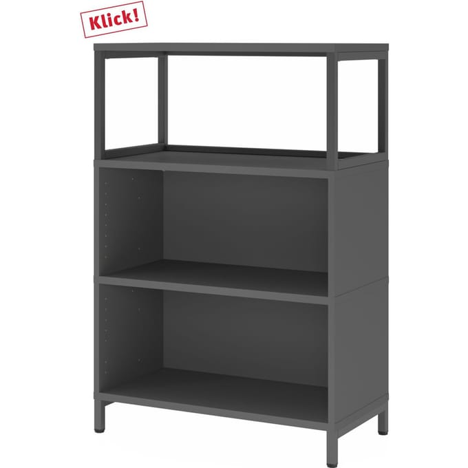 FlexWall | 3 OH | 2x kast + lijst | met sokkelframe - Grafiet