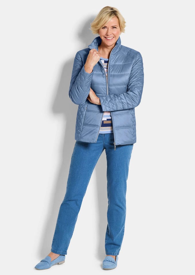 Gewatteerd jack met zakken met ritssluiting - blauw - Gr. 48 van Goldner Fashion