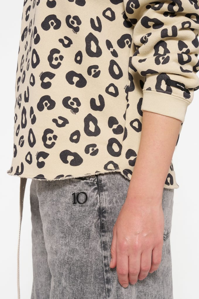 10DAYS Raw Edge Sweater Leopard Oyster Größe: S | Longsleeves Outlet | Damen