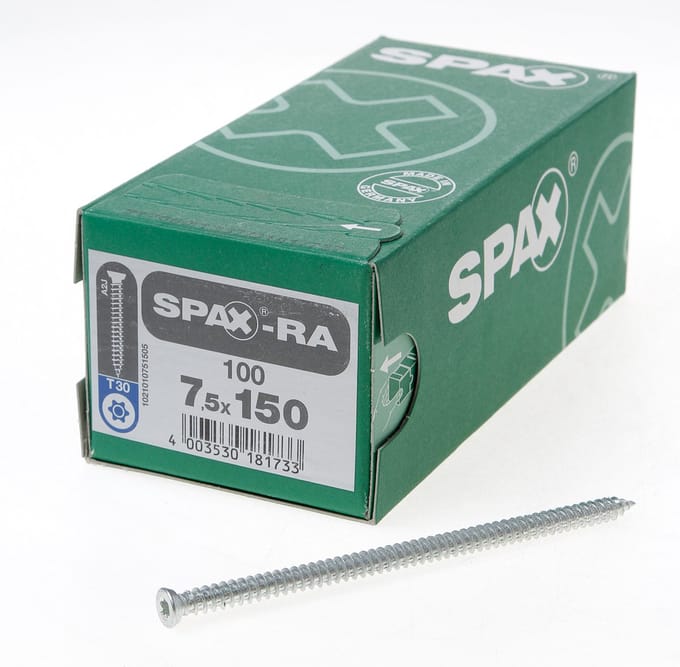 Spax - Kozijnschroeven - Torx 30 Platkop - 7,5 x 150mm - Voldraad - WIROX (100 stuks)