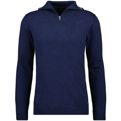 Ragman Trui Zip Collar Knitted Cotton Cashmere Marine / male