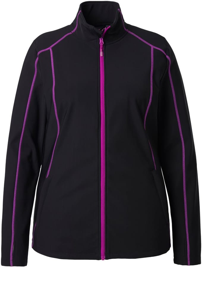 Ulla Popken - Dames - Functioneel sweatvest waterafstotend opstaande kraag - Zwart - Maat 42+