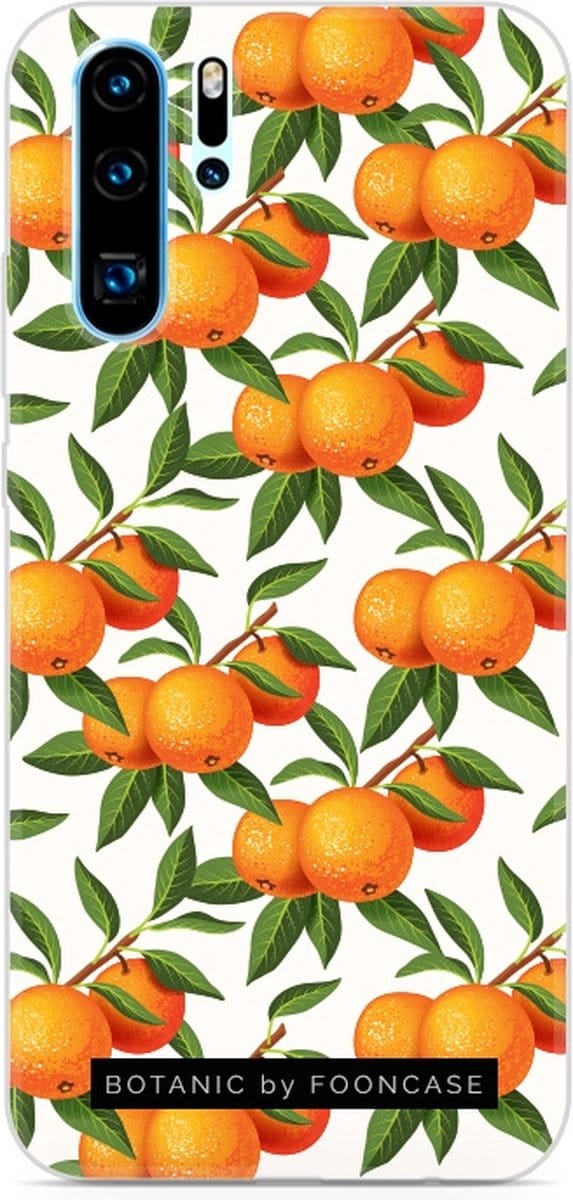 Fooncase Hoesje Geschikt voor Huawei P30 Pro - Shockproof Case - Back Cover / Soft Case - Mandarijn print