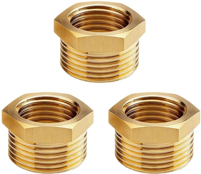 verloopstuk G3/4“ naar G1/2” (buitendraad Ø 25 mm x binnendraad Ø 20 mm), 3 stuks Verloopstuk schroefdraadfitting G3/4“ x G1/2” buitendraad/binnendraad, verloopstuk van messing