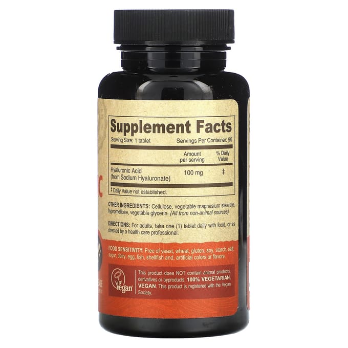 Deva, Acide Hyaluronique Végétalien, 100 mg, 90 comprimés