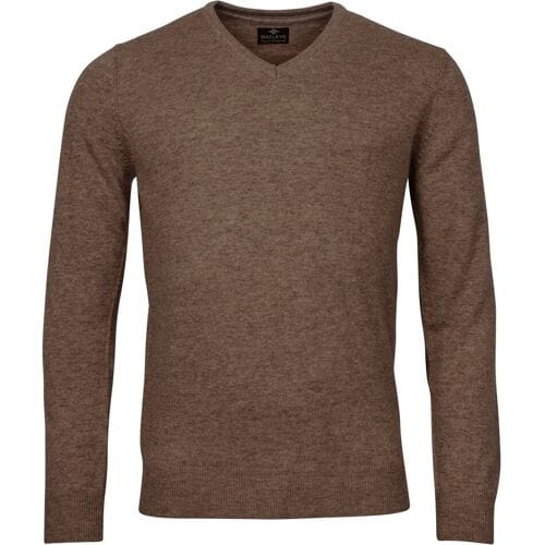 Baileys Trui V-Neck Uni Color Lambswool Tobacco / male
