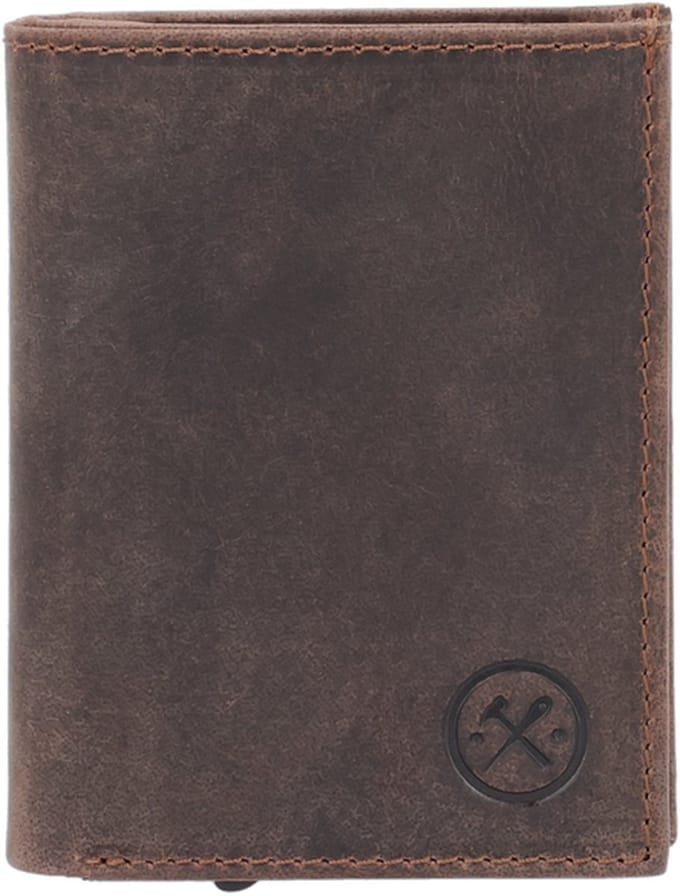 Hide & Stitches Leren Pasjeshouder - Heren Portemonnee - Safety Wallet - Donkerbruin