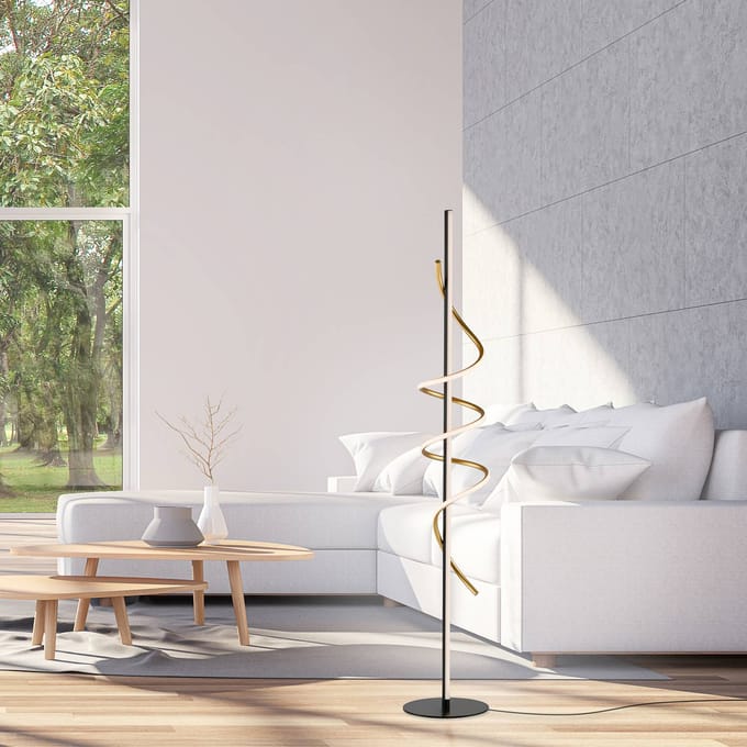 JUST LIGHT. GmbH JUST LIGHT. Emanda LED vloerlamp, ijzer, zwart-messing