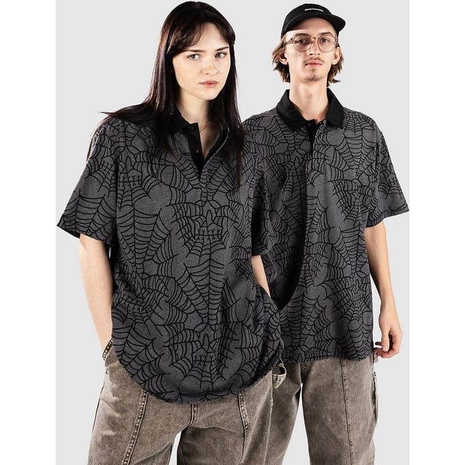 Lurking Class Web Skull Rugby Shirt grijs