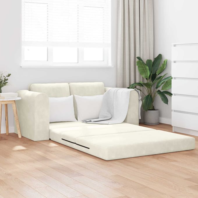 vidaXL - Slaapbank - Crème - 148 - x - 71 - x - 83 - cm - Fluweel