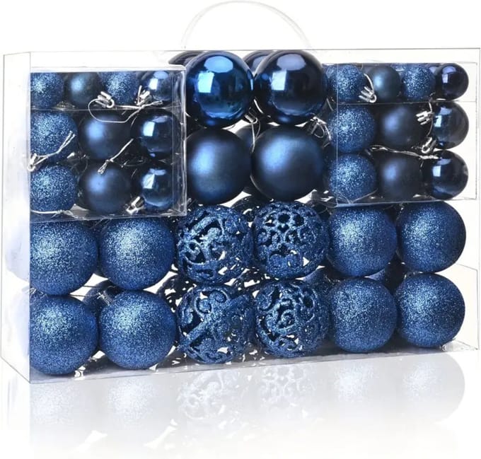 Nivard Kerstballen - Kerstversiering - Plastic - Blauw - Kerstballenset - 100 stuks