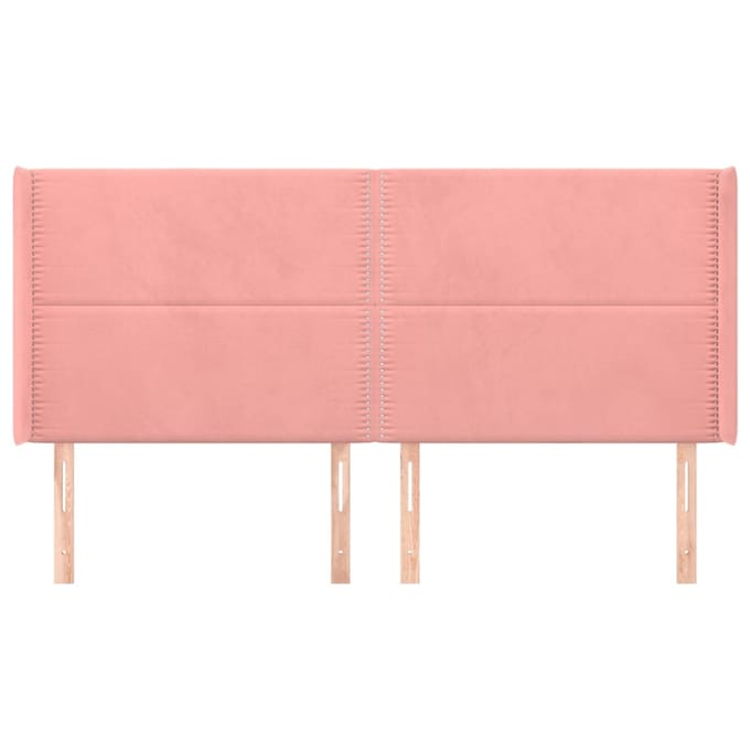 vidaXL Hoofdbord met randen 203x16x118/128 cm fluweel roze