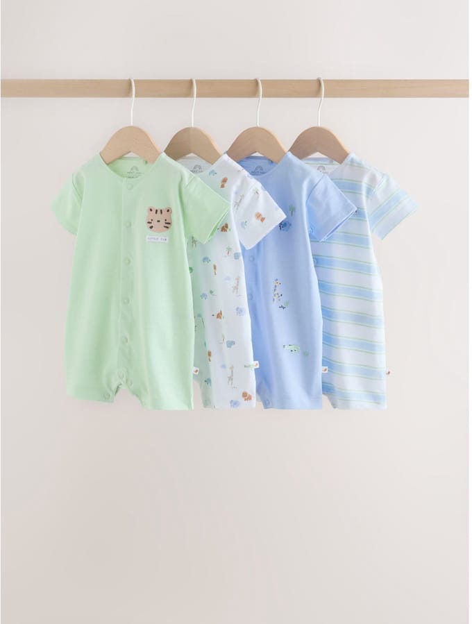 Next - Jongens - Verpakking van 4 jersey babyrompertjes - Groen