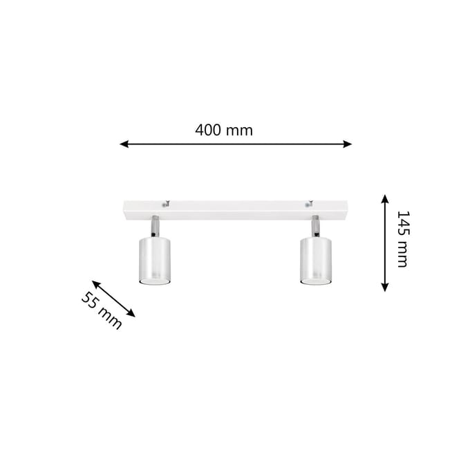 HELAM Plafondlamp Tune II, wit/chroom, metaal, 2-lamps, E27
