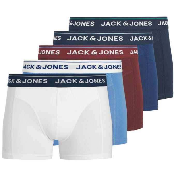 Jack & Jones Heren boxershorts trunks jacbranco 5-pack effen blauw/rood/wit
