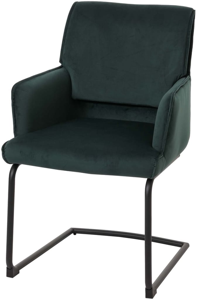 Sledestoel MCW-N60, eetkamerstoel, keukenstoel, stoel, stof/textiel ~ groen