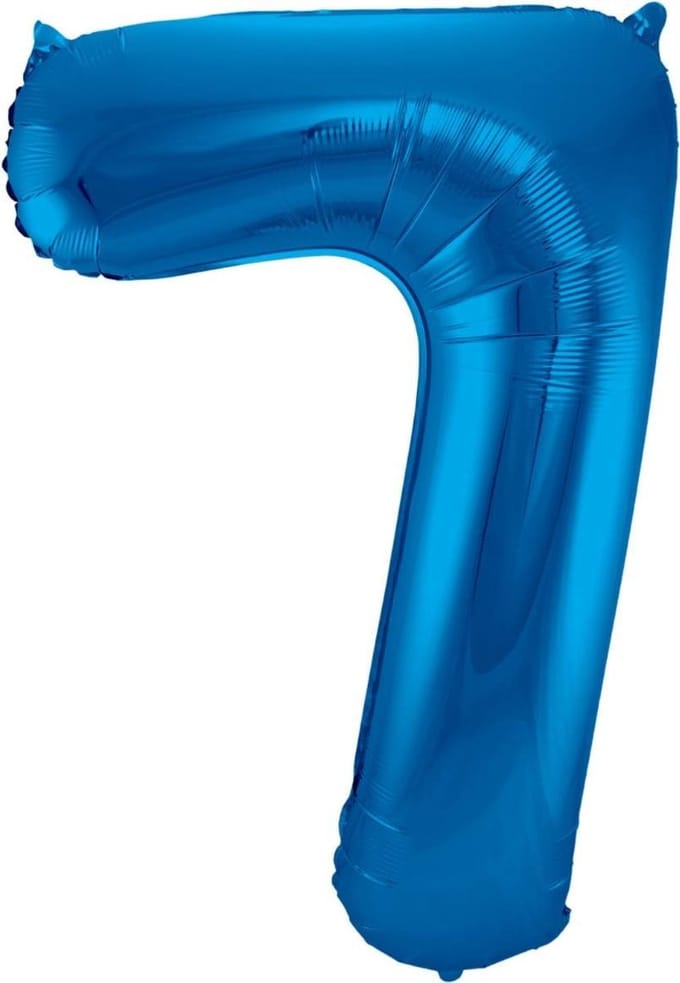 Ballon Cijfer 7 Jaar Blauw 36Cm Verjaardag Feestversiering Met Rietje