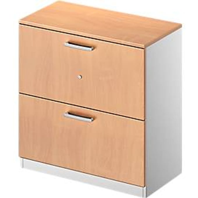 Schäfer Shop Genius archiefkast TETRIS SOLID, 2 OH, B 800 mm, afsluitbaar, met afdekplaat, decor beuken/blank aluminium