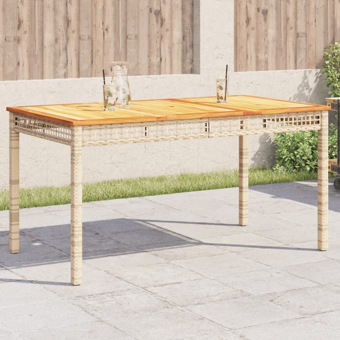 vidaXL - Tuintafel - 140x80x75 - cm - poly - rattan - en - acaciahout - beige