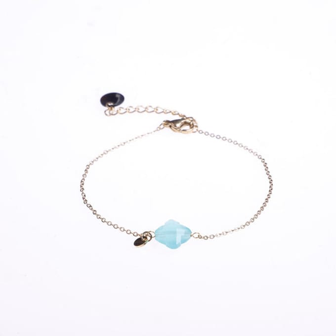 Go Dutch Label Armband Klaver Ice Blue Goud B9308-04