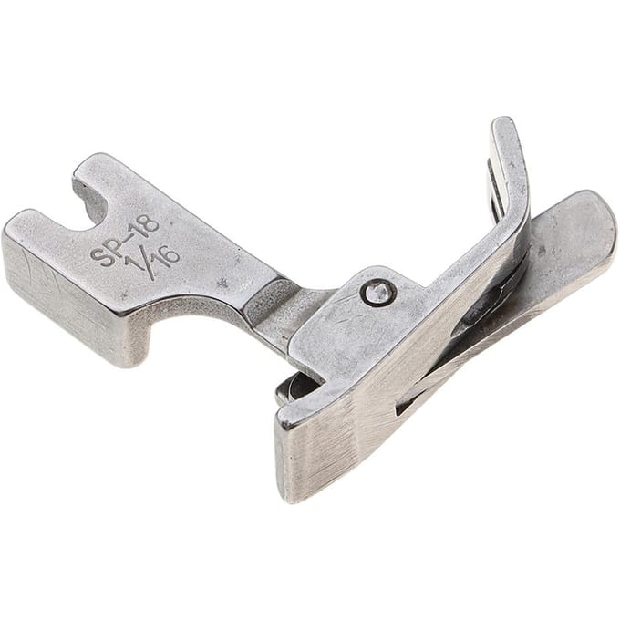 Pied-de-biche articulé pour machine à coudre industrielle avec guide droit SP18 taille 1 Size 2 argenté