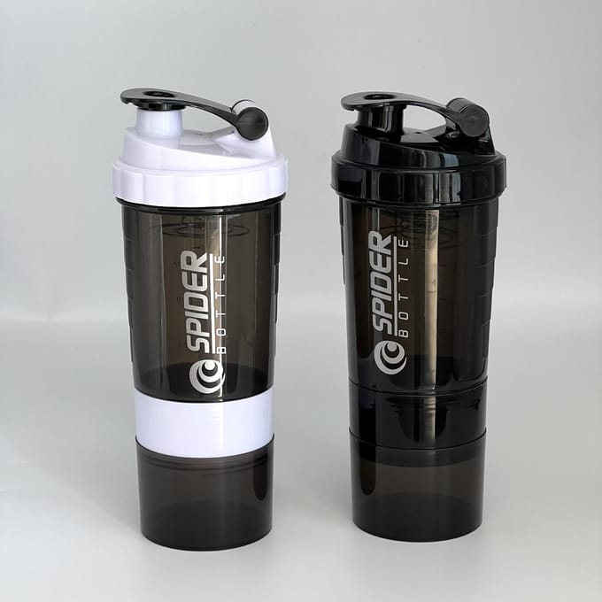 500ml Eiwitpoeder Shaker Fles Sport Waterbeker Draagbare Hoge Capaciteit Drinkcontainer met Poederbakje Plastic Blender