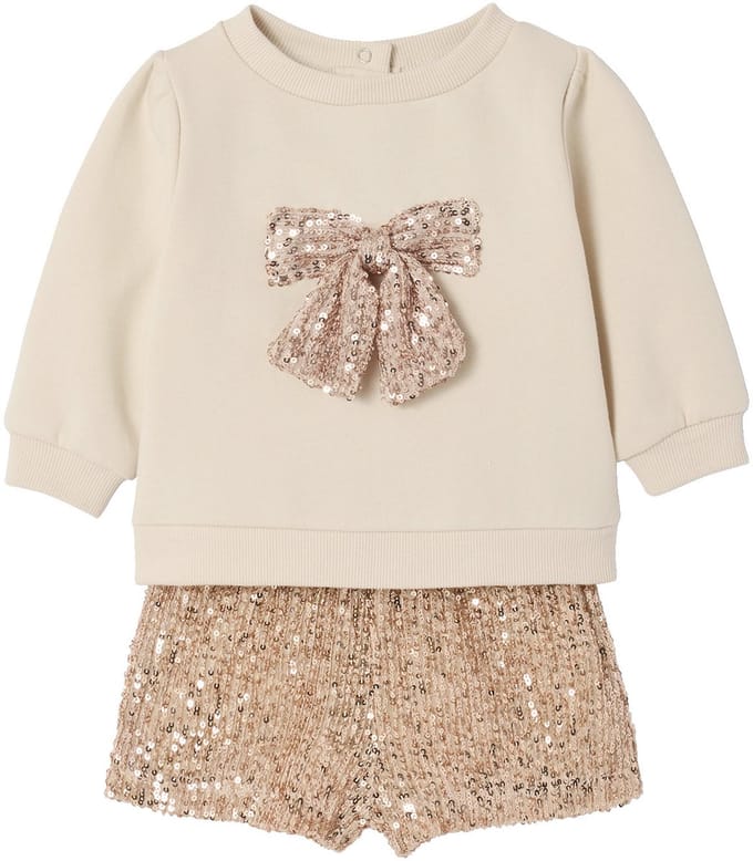 Vertbaudet Babyset voor babymeisjes, kerst, sweater, short met pailletten