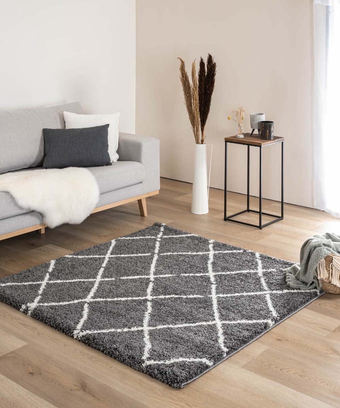 Vierkant berber vloerkleed - Artisan grijs/wit 140x140