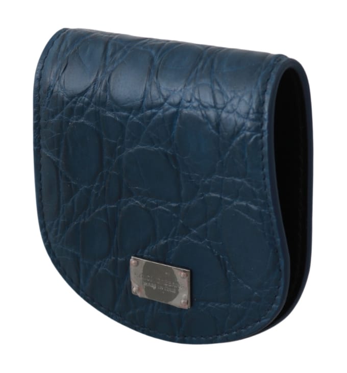 Dolce & Gabbana Blue Leather Holder Pocket Condoom Heren Case
