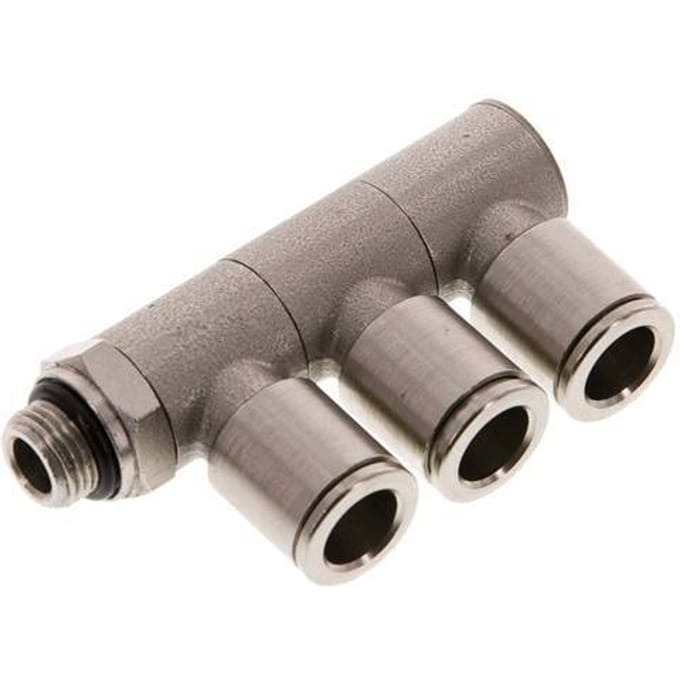 8mm x G1/8'' 3-way Manifold Messing Insteekfitting Buitendraad Draaibaar NBR