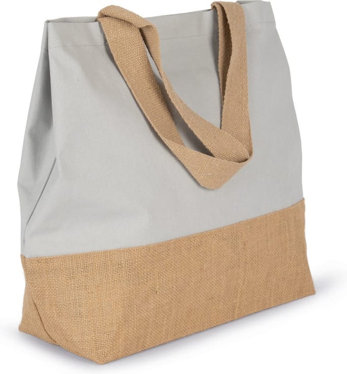 Kimood Shopper van jute- & katoencanvas KI0235 - Snow Grey / Natural - One size