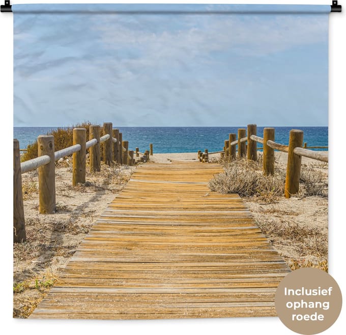 Wandkleed - Wanddoek - Strand - Zee - Pad - 90x90 cm - Wandtapijt
