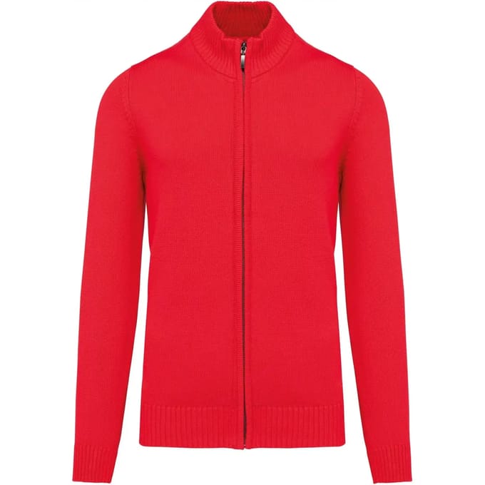 Kariban Heren cardigan met rits K971 - Red - L