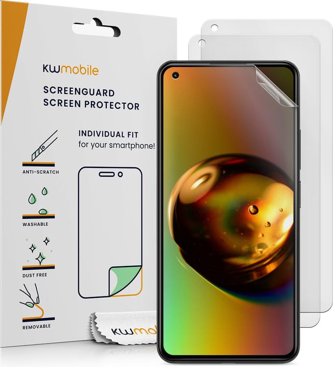 kwmobile 3x Screen Film for Xiaomi 11 Lite (5G) NE / Mi 11 Lite (5G) - Anti-Glare Phone Screen Protector, Anti-Fingerprint, Scratch Resistant, Bubble-Free