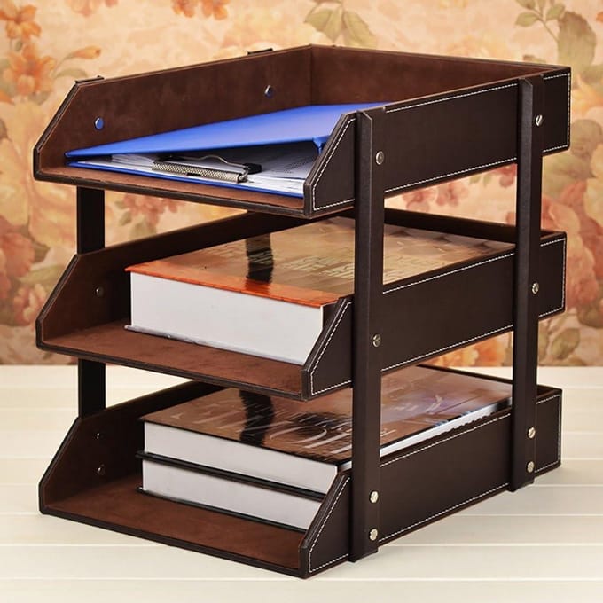 Documenten Organizer - Papierlade Sorter - Bureau Opruimen - Drielaags Ontwerp - 365 cm Breed - Zwart