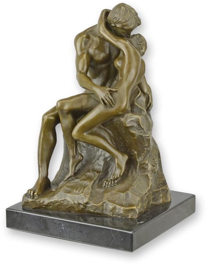 Erotisch bronzen beeld - The Kiss - sculptuur - 21,1 cm hoog