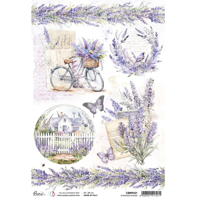 Motief strozijde "Morning in Provence - Lavendel op het Tuinhek"