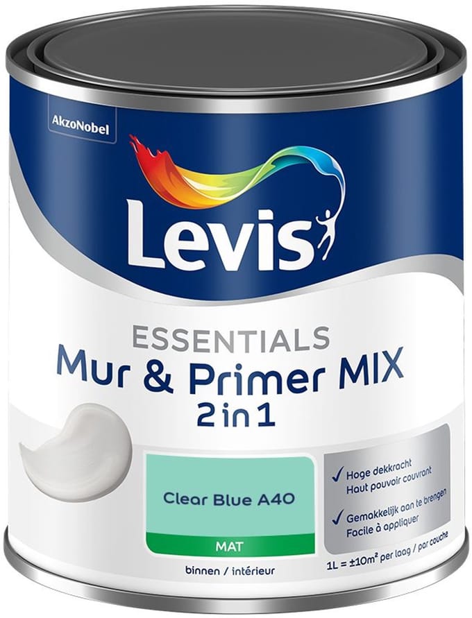 Levis - Essentials Mur & Primer Mix - Clear Blue A40 - Mengverf - 1 L