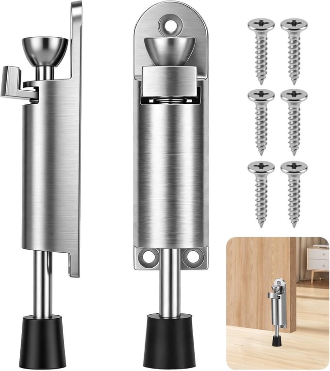 Deurstop Set - Voetbediend - Deuren Open Houden - Antislip Rubber - 2 Stuks - Zilver