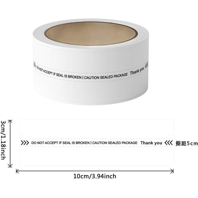 100 Stuks Veiligheidsstickers met Verzegeling voor Pakketten Post Documenten 3 X 10 Cm white