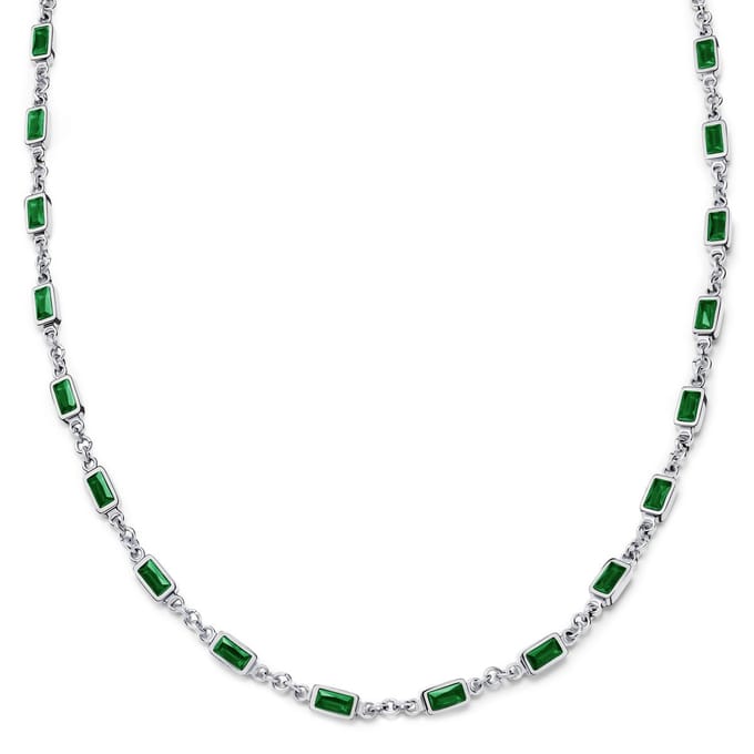 Prism | Zilverkleurige ketting met smaragdgroene stenen van kristalglas