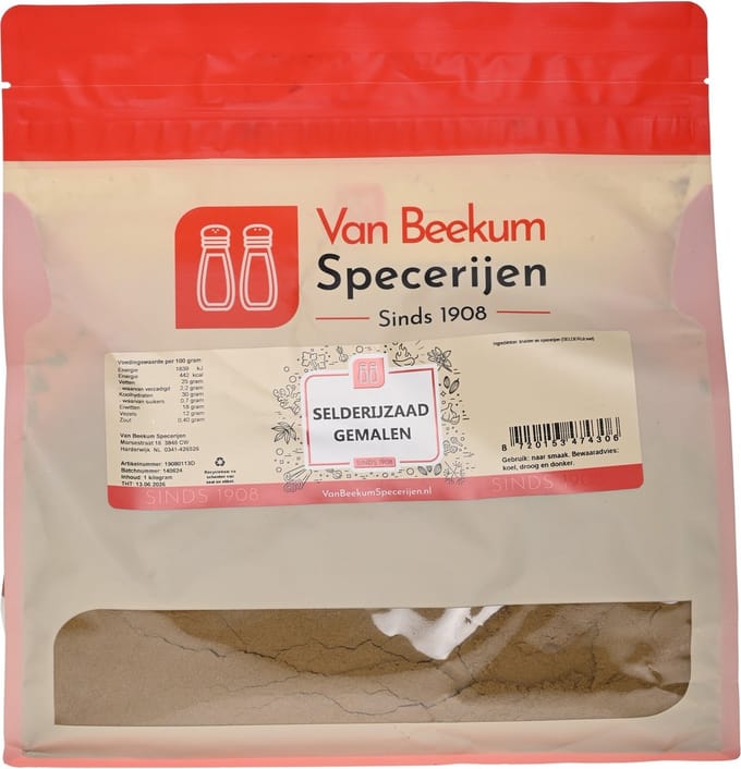 Van Beekum Specerijen - Selderijzaad Gemalen - 1 KG (hersluitbare stazak)