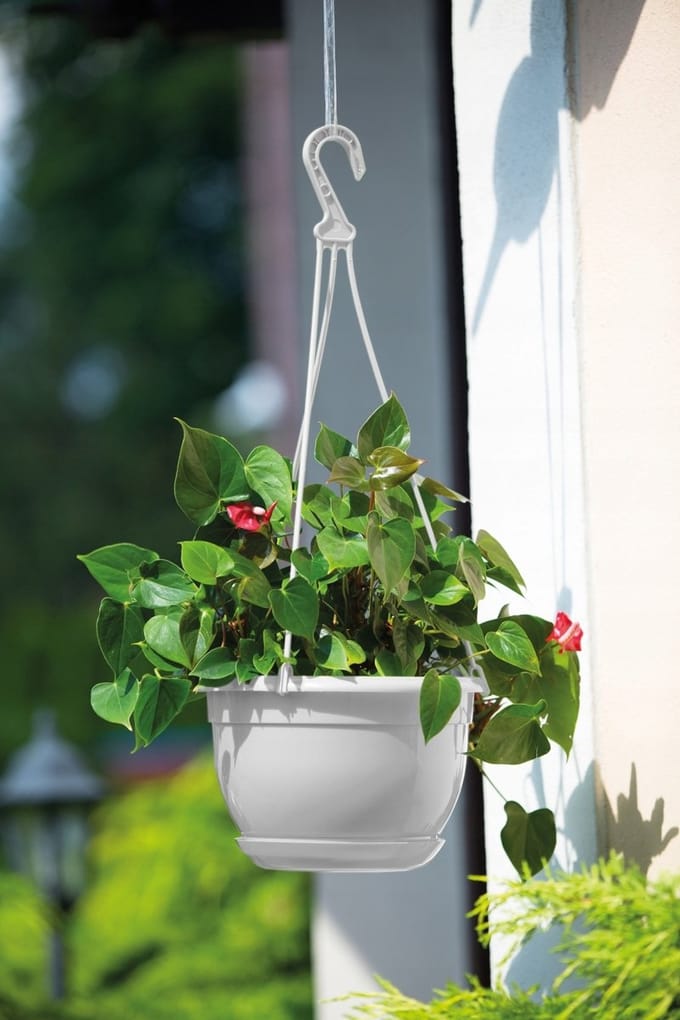 Hangpot Malta 19 Wit met Schotel - Duurzaam Plastic