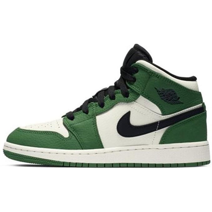 Jordan 1 Mid Pine Green GS BQ6931-301 38 black