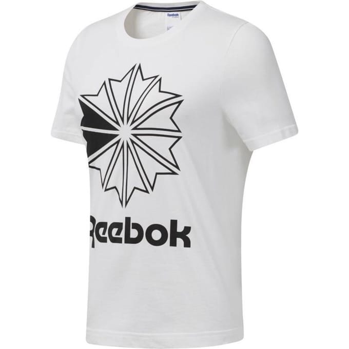 Reebok - Maat L - Classics Big Logo Graphic Tee Dames Sportshirt - White/Black