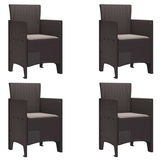 vidaXL Tuinstoel met kussen 4 pcs Bruin 53 x 49 x 85 cm Polypropyleen