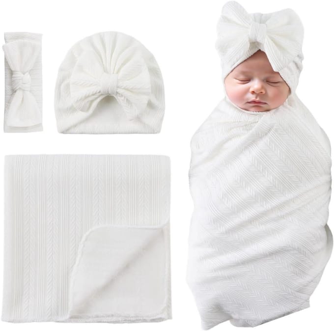 Inbakerdoek met Hoed en Hoofdband voor Pasgeboren Baby's Meerdere Kleuren