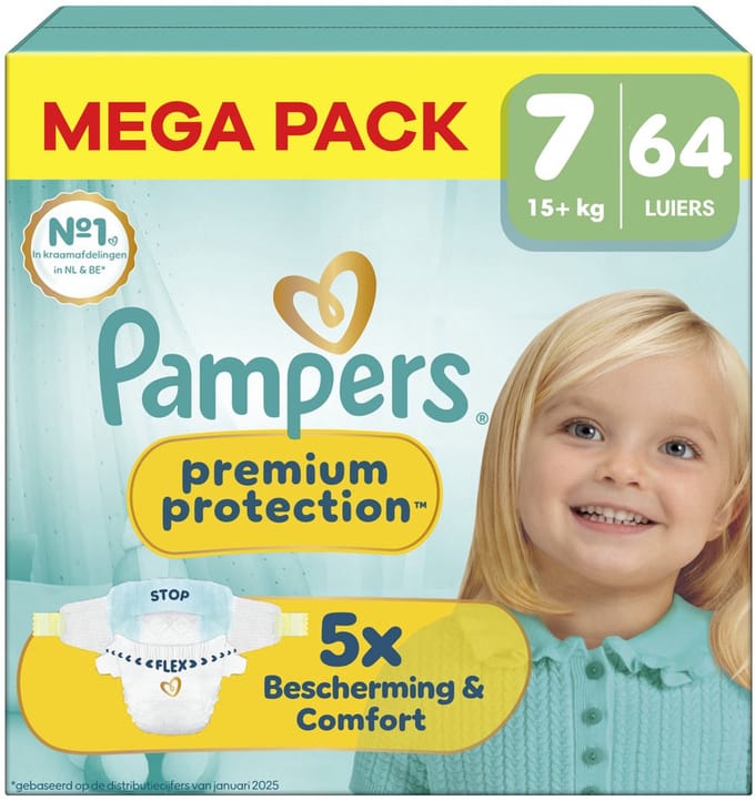 Pampers - Premium Protection - Maat 7 - Mega Pack - 64 luiers - 15+KG